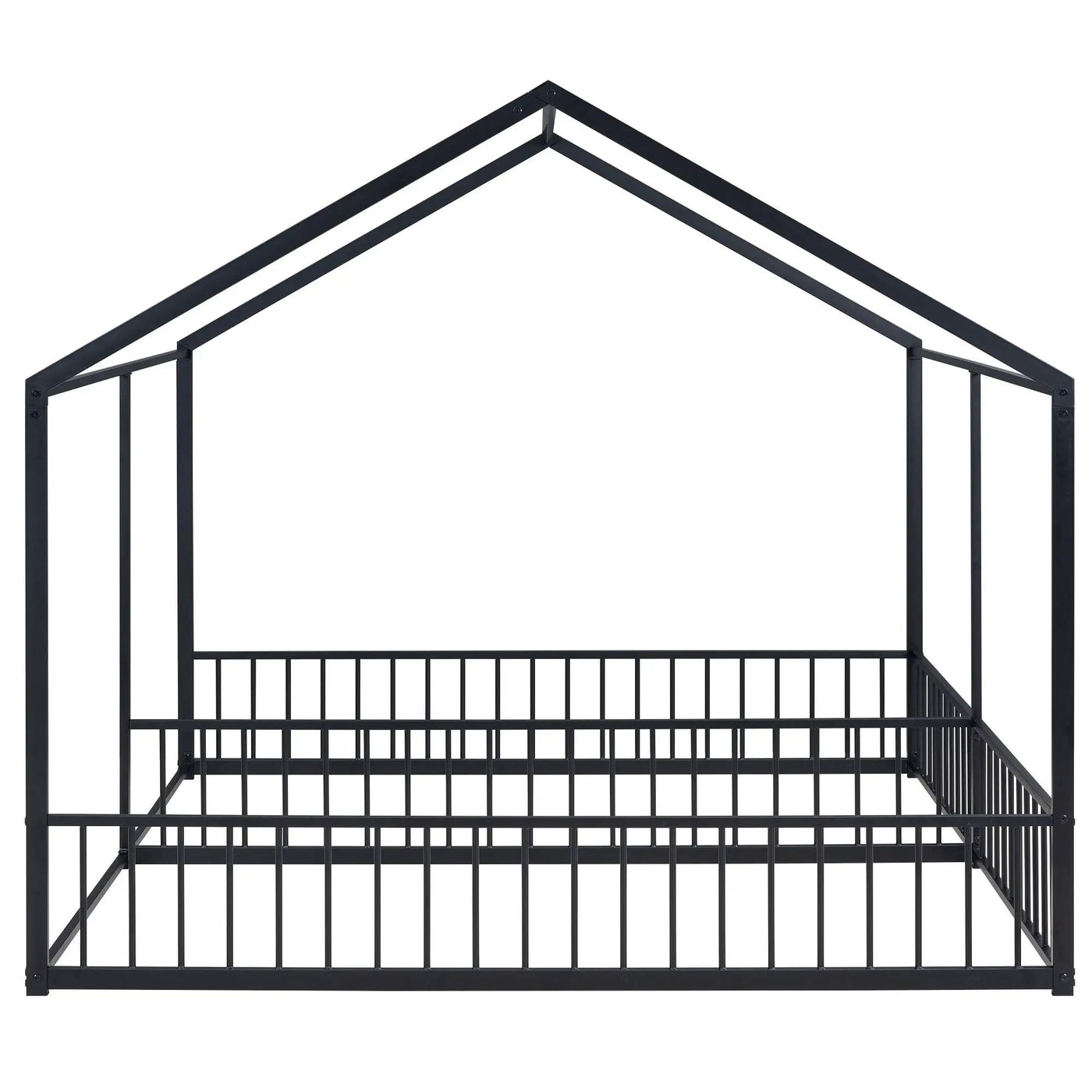House Platform Beds, 2 Shared Beds, Metal Frame With Guardrails by HouseOfZazla
