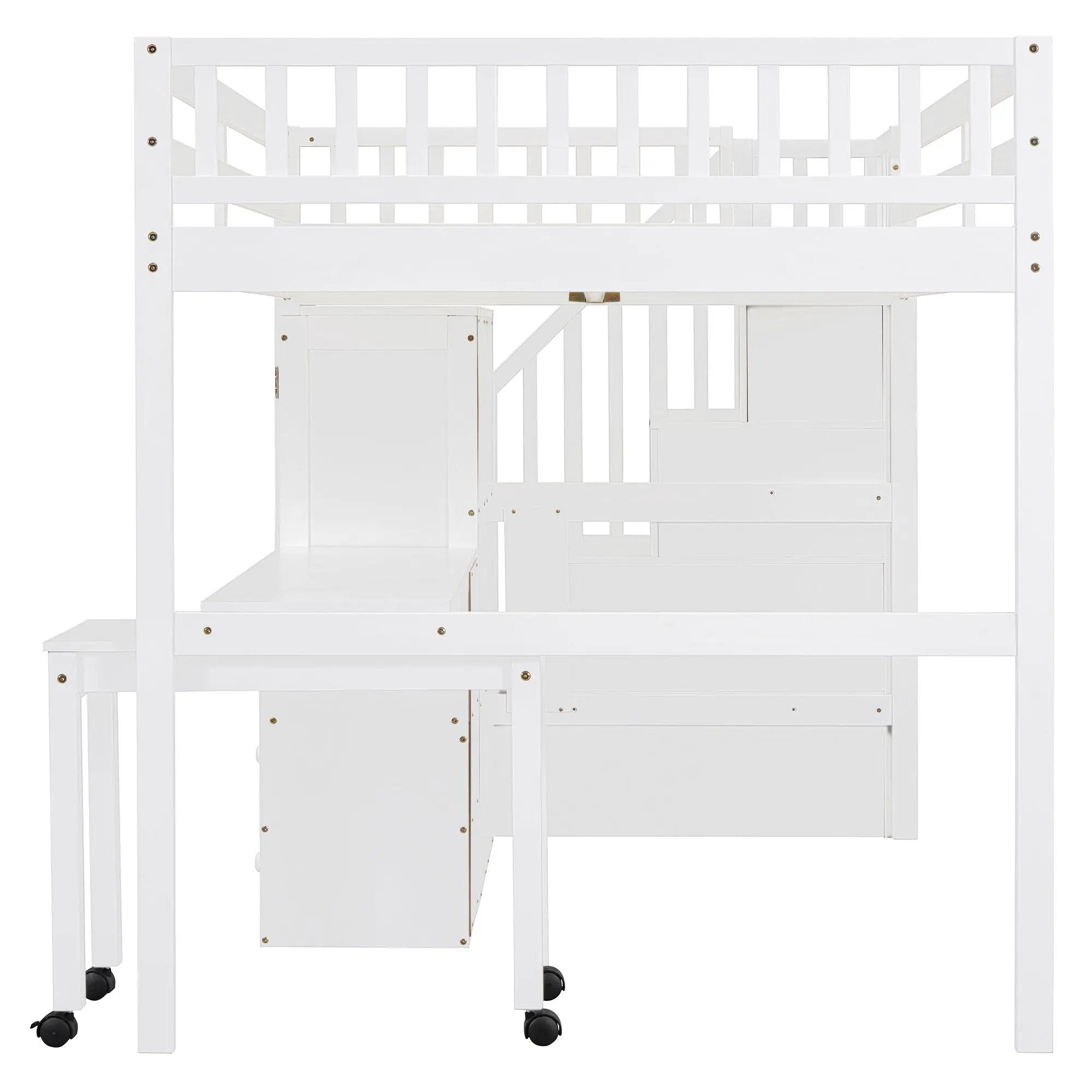Loft Bed With Stairs, Bookshelf, Drawers, Desk & Wardrobe, Space Saving Multifunctional Furniture by HouseOfZazla