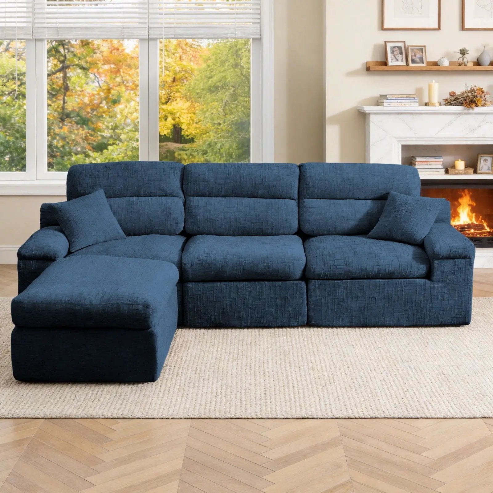 Corner Chaise Sofa With High Backrest by Unique Piece Furniture