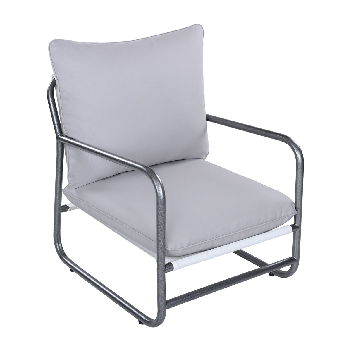 Outdoor Aluminum Frame Patio Armchair with Water Resistant Cushion - Light Gray, photo 7 of 10