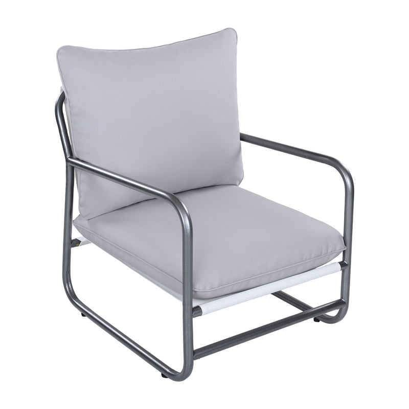 Outdoor Aluminum Frame Patio Armchair with Water Resistant Cushion - Light Gray, photo 7 of 10