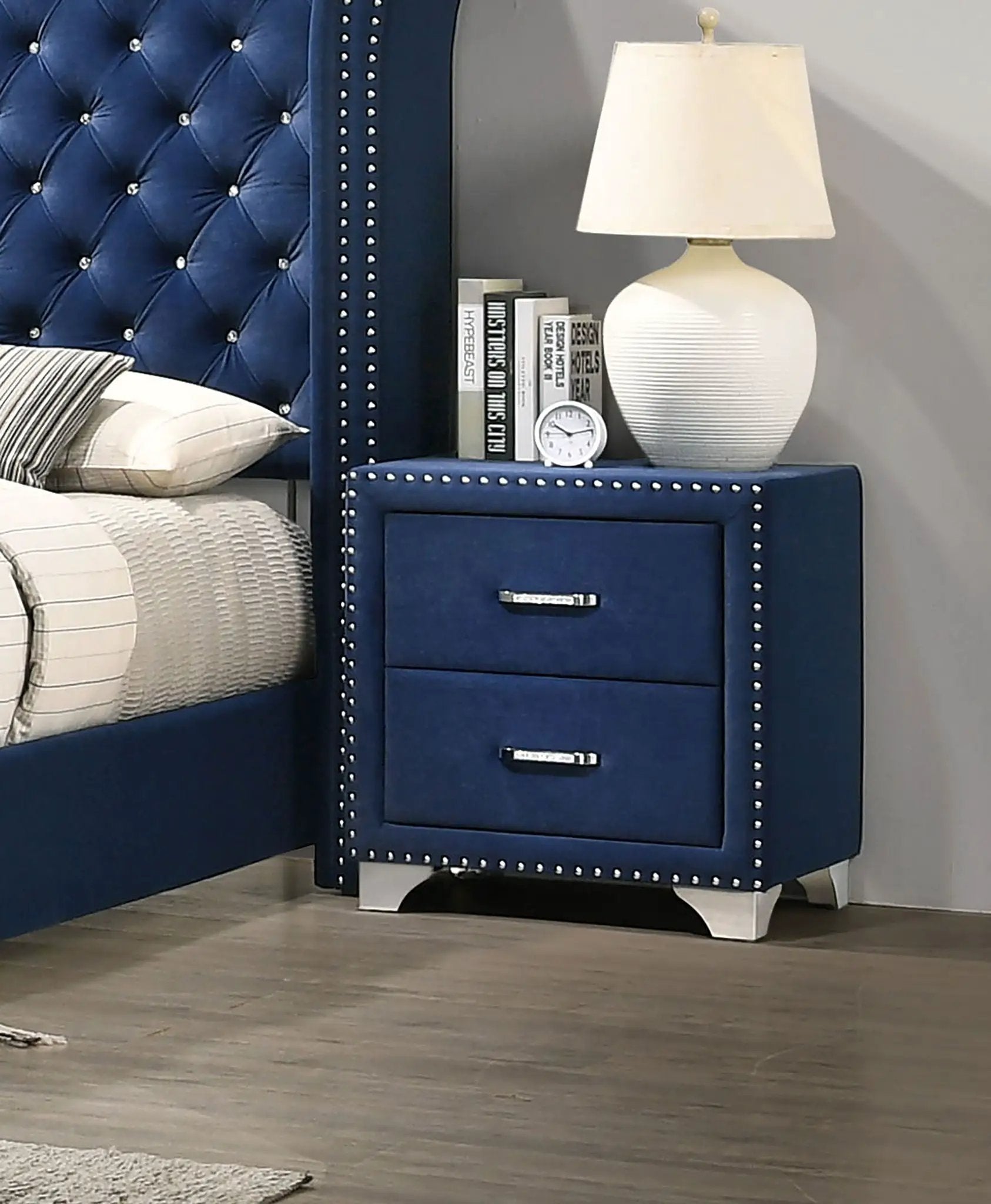 Melody Upholstered 2-drawer Nightstand Pacific Blue by Unique Piece Furniture