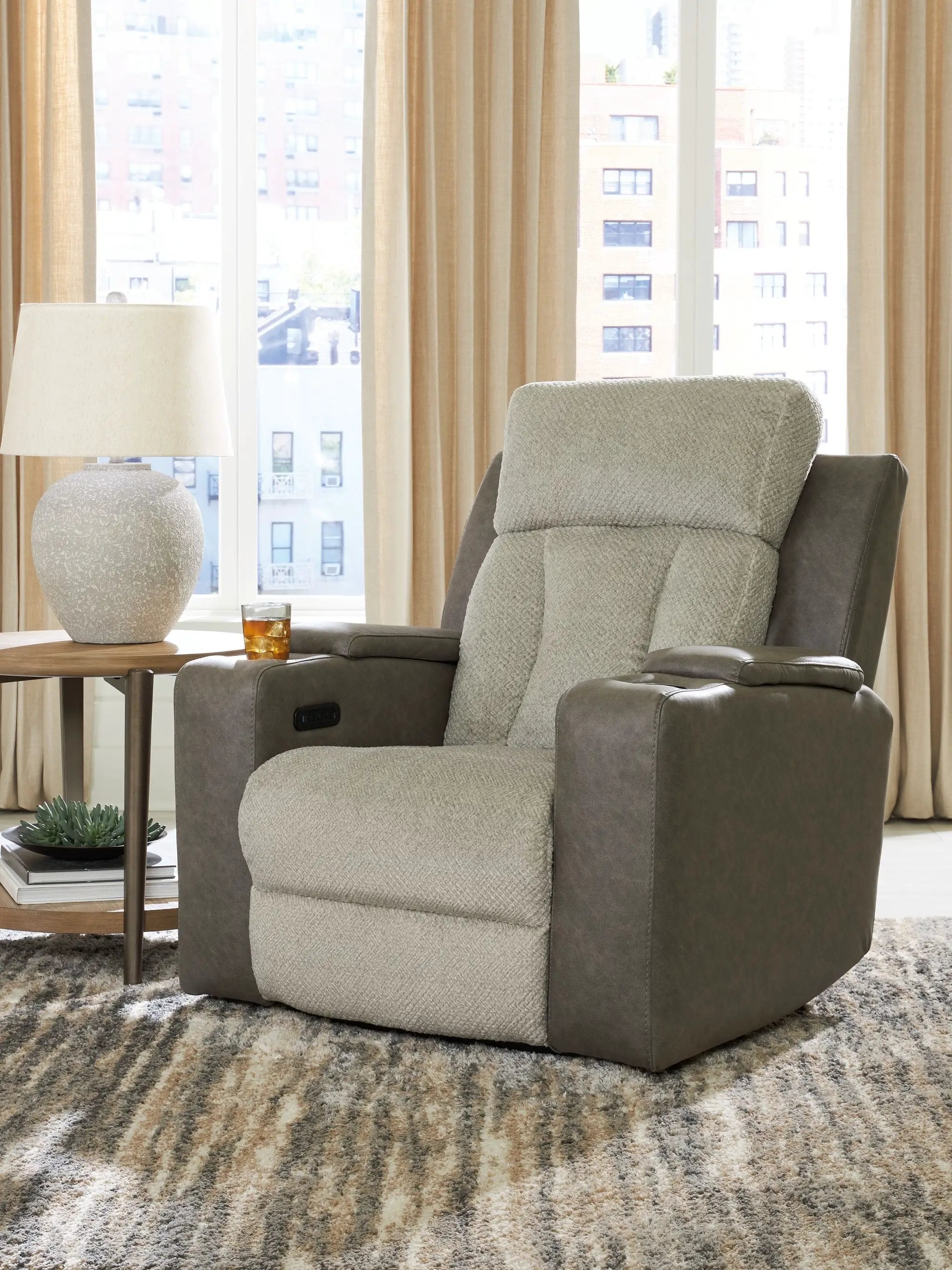 WhipLash - Power Recliner With Adj Headrest - Sisal by Unique Piece Furniture
