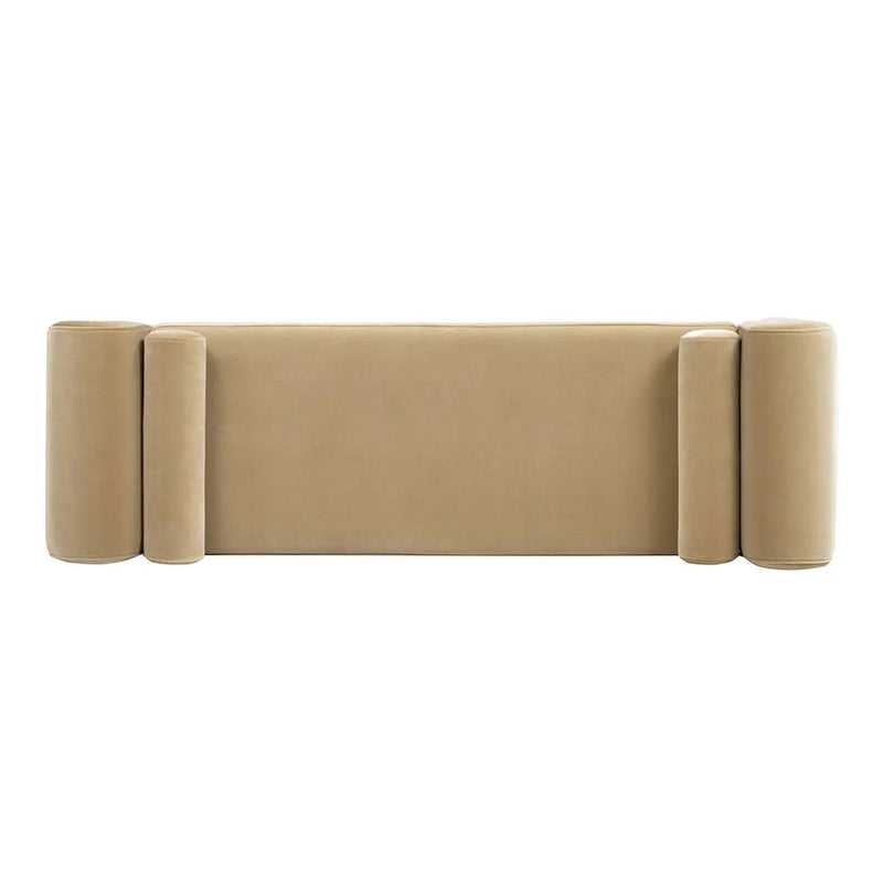 Mason - Arched Arm Bench With Bolster Pillows - Camel Brown Beige by Unique Piece Furniture
