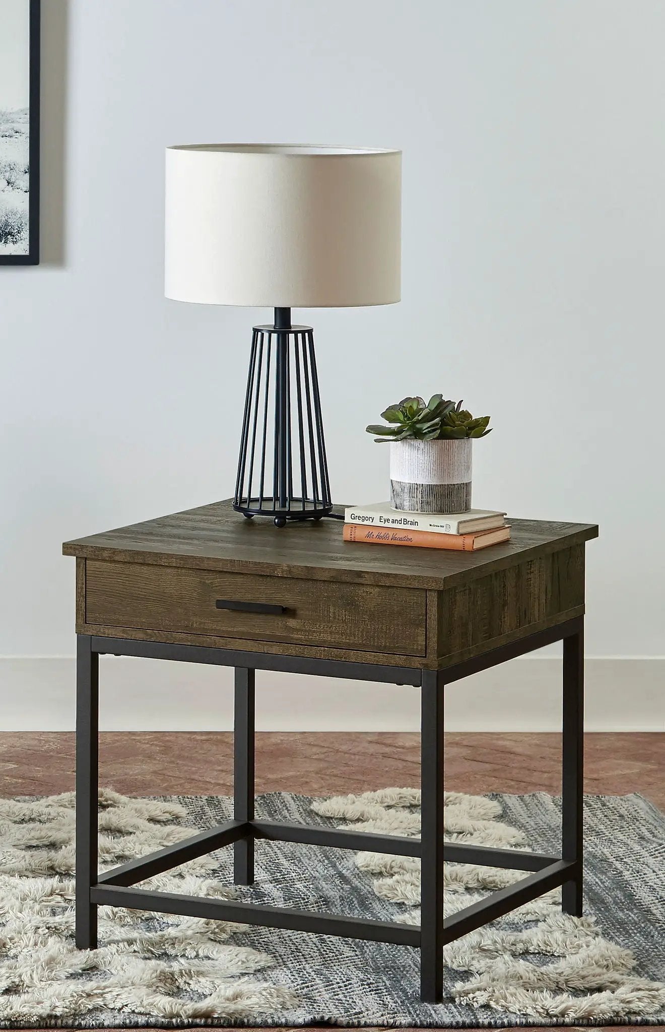 Byers 1-drawer Square Engineered Wood End Table Brown Oak by Unique Piece Furniture