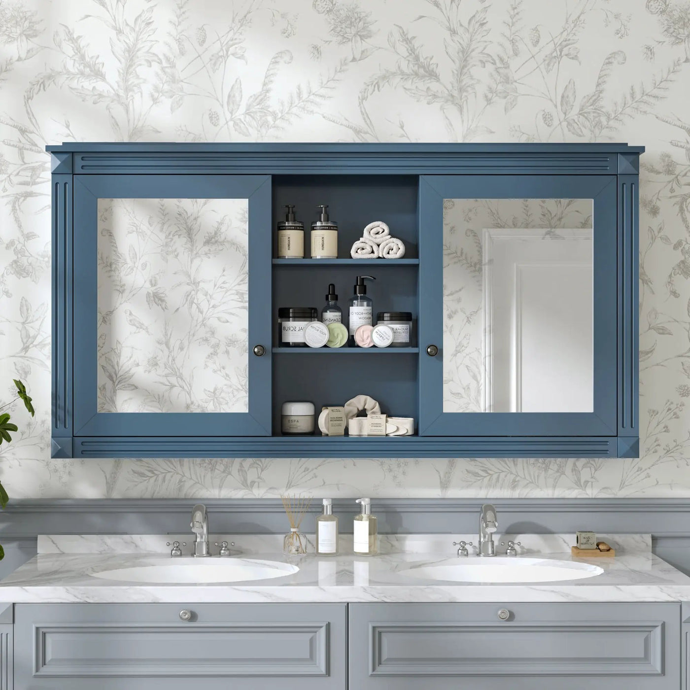 Modern Wall-Mount 2 In 1 Mirror Cabinet With Adjustable Shelves, Soft-Closing Hinges by HouseOfZazla