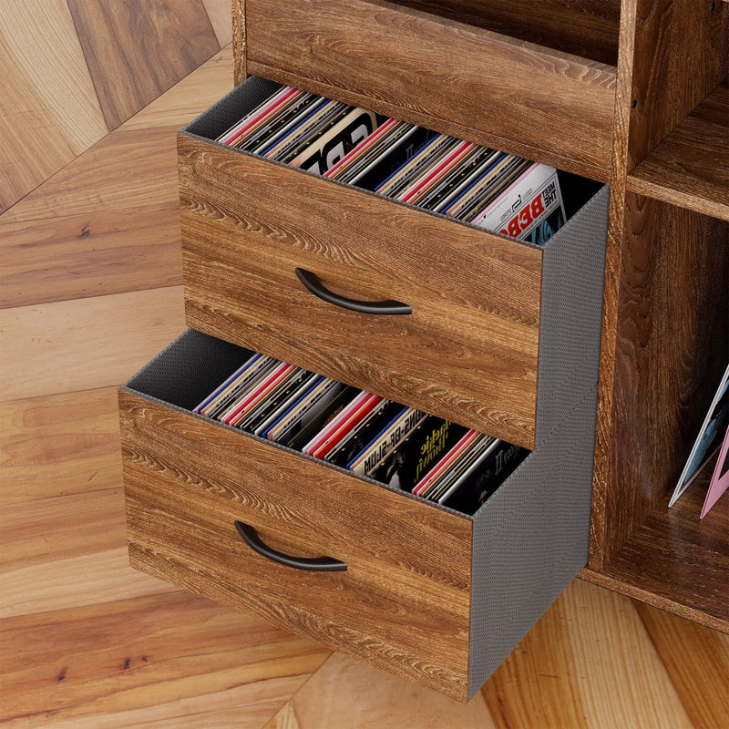 Eco-Friendly Vinyl Record Player Stand With Flip-Top Storage, Media Console With Dual Outlets And Dustproof Drawers by HouseOfZazla