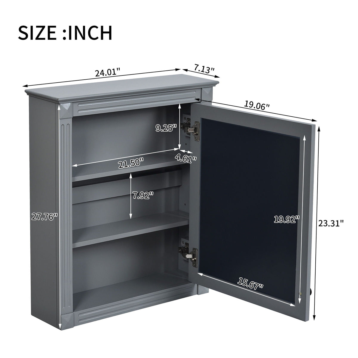 Wall Mounted Bathroom Storage Cabinet With Mirror, Medicine Cabinet With Height Adjustable Shelf, photo 20 of 21