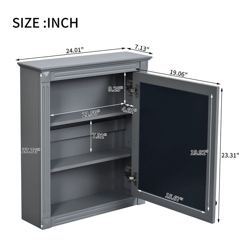 Wall Mounted Bathroom Storage Cabinet With Mirror, Medicine Cabinet With Height Adjustable Shelf by HouseOfZazla