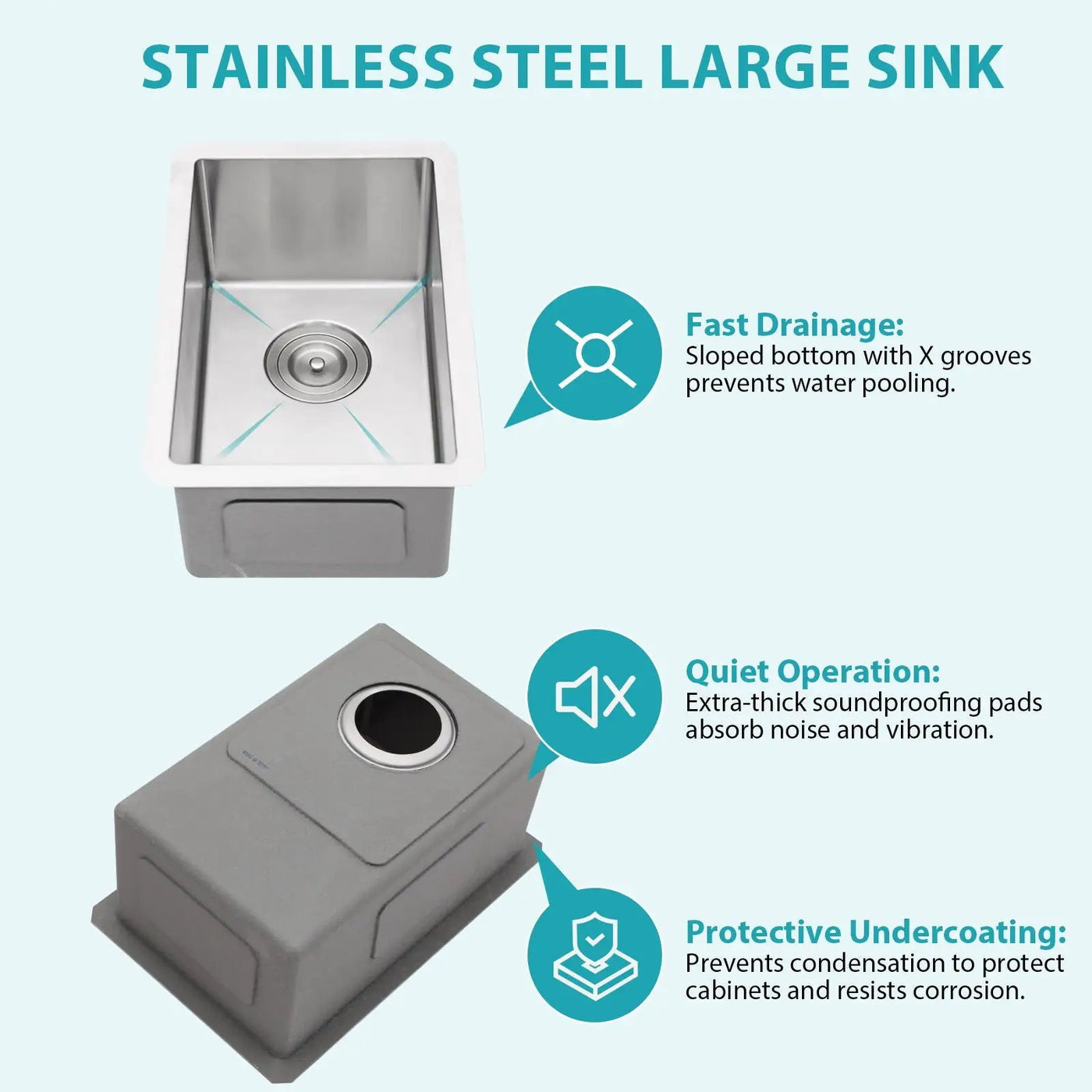 Undermount Steel Kitchen Sink, Deep Single Bowl Basin by HouseOfZazla