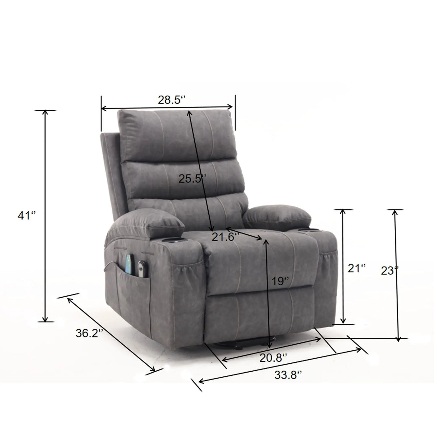 Large Electric Power Lift Recliner Chair Sofa with Massage and Heat by HouseOfZazla