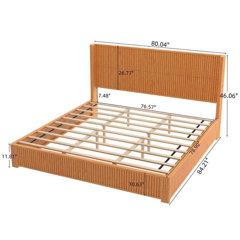 Platform Bed Frame With Headboard, Floor Standing Design by HouseOfZazla