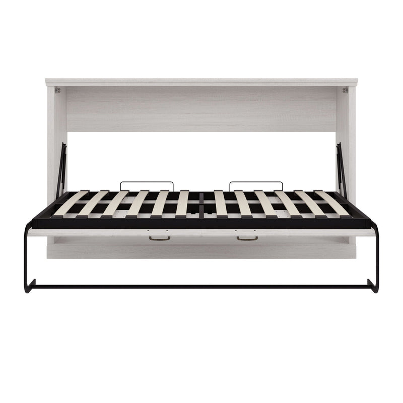 Twin Size Horizontal Murphy Bed With Dual Piston System, Space Saving Wall Bed Folds Into Cabinet - Rustic White by HouseOfZazla