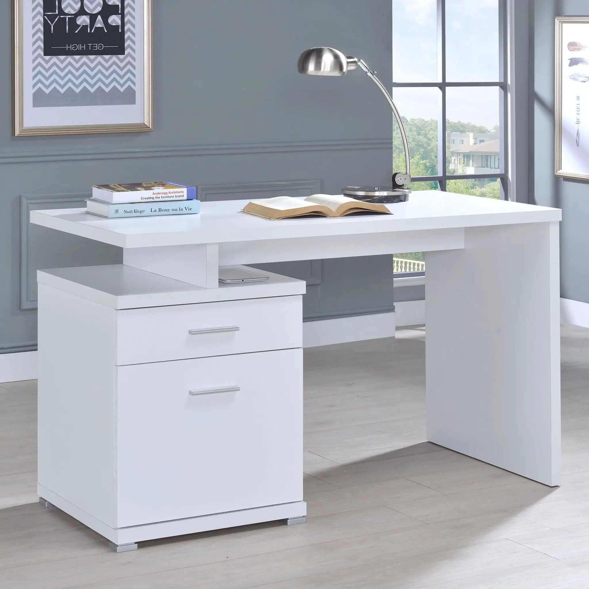 Irving 47-inch 2-drawer Office Computer Desk White by Unique Piece Furniture