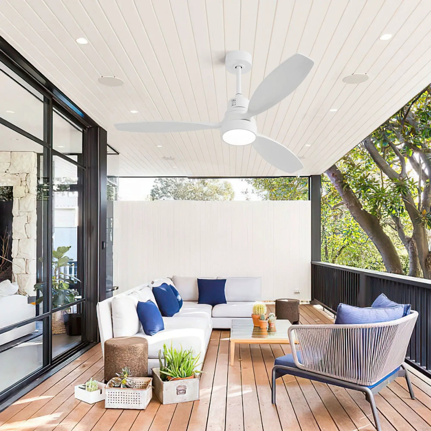 Ceiling Fan With Reversible DC Motor, LED Light & Remote Control by HouseOfZazla