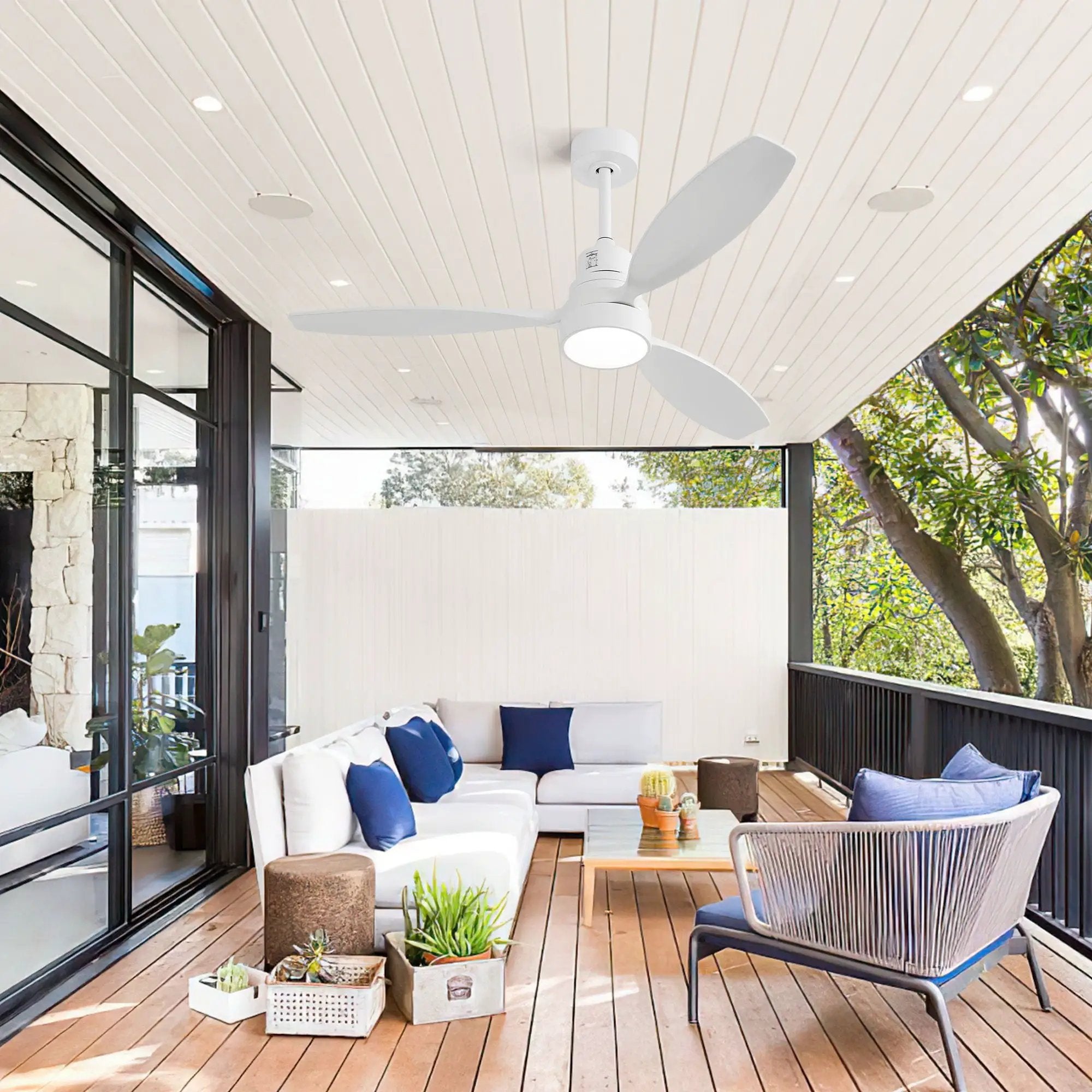 Ceiling Fan With Reversible DC Motor, LED Light, Solid Blades, Remote Control by Unique Piece Furniture