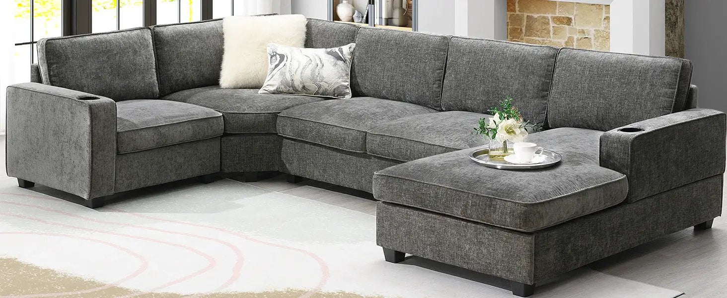 117.5" U-Shaped Sectional Sofa by HouseOfZazla