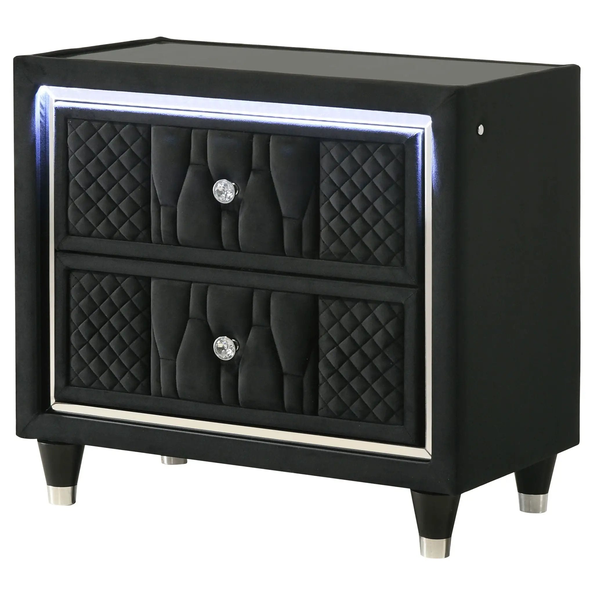 Lorient 2-drawer LED Nightstand with USB Black by Unique Piece Furniture