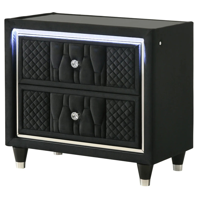 Lorient 2-drawer LED Nightstand with USB Black by Unique Piece Furniture