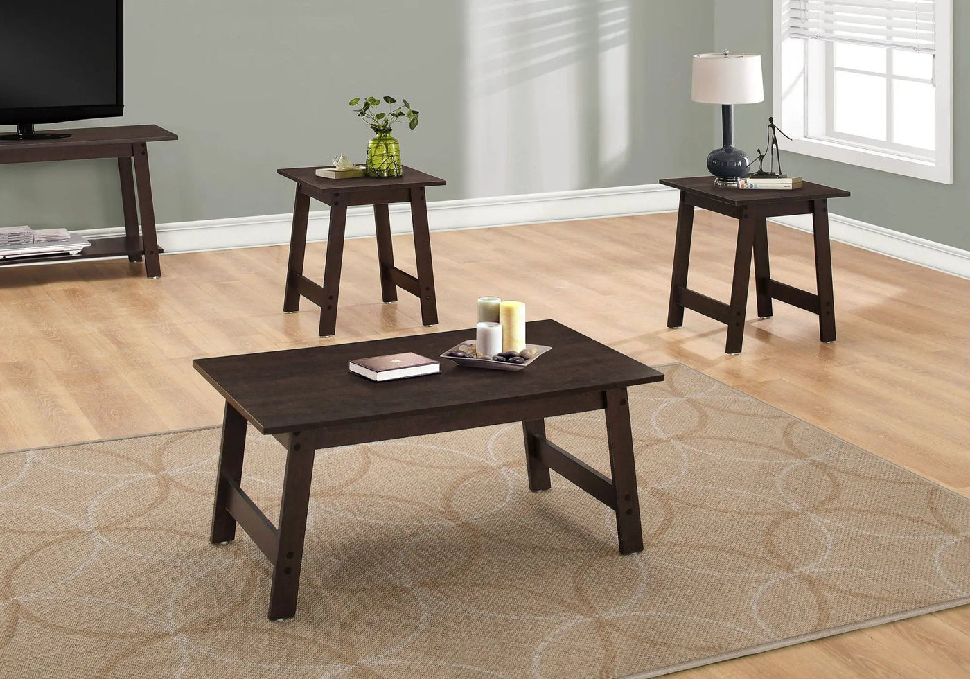 Table Set, Coffee, End, Side, Accent, Living Room Transitional (Set of 3) by HouseOfZazla