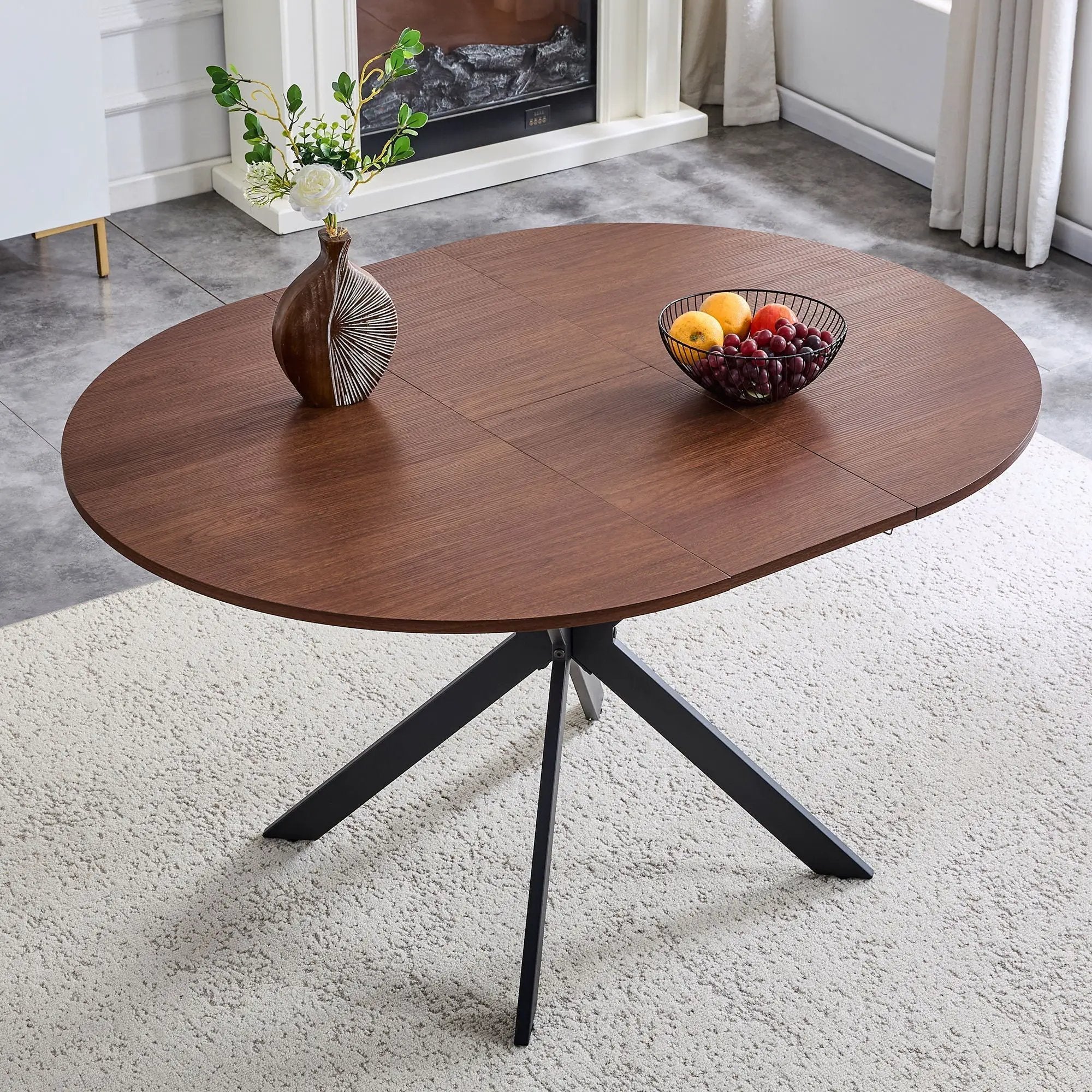 Extendable Round Dining Table - Walnut by HouseOfZazla