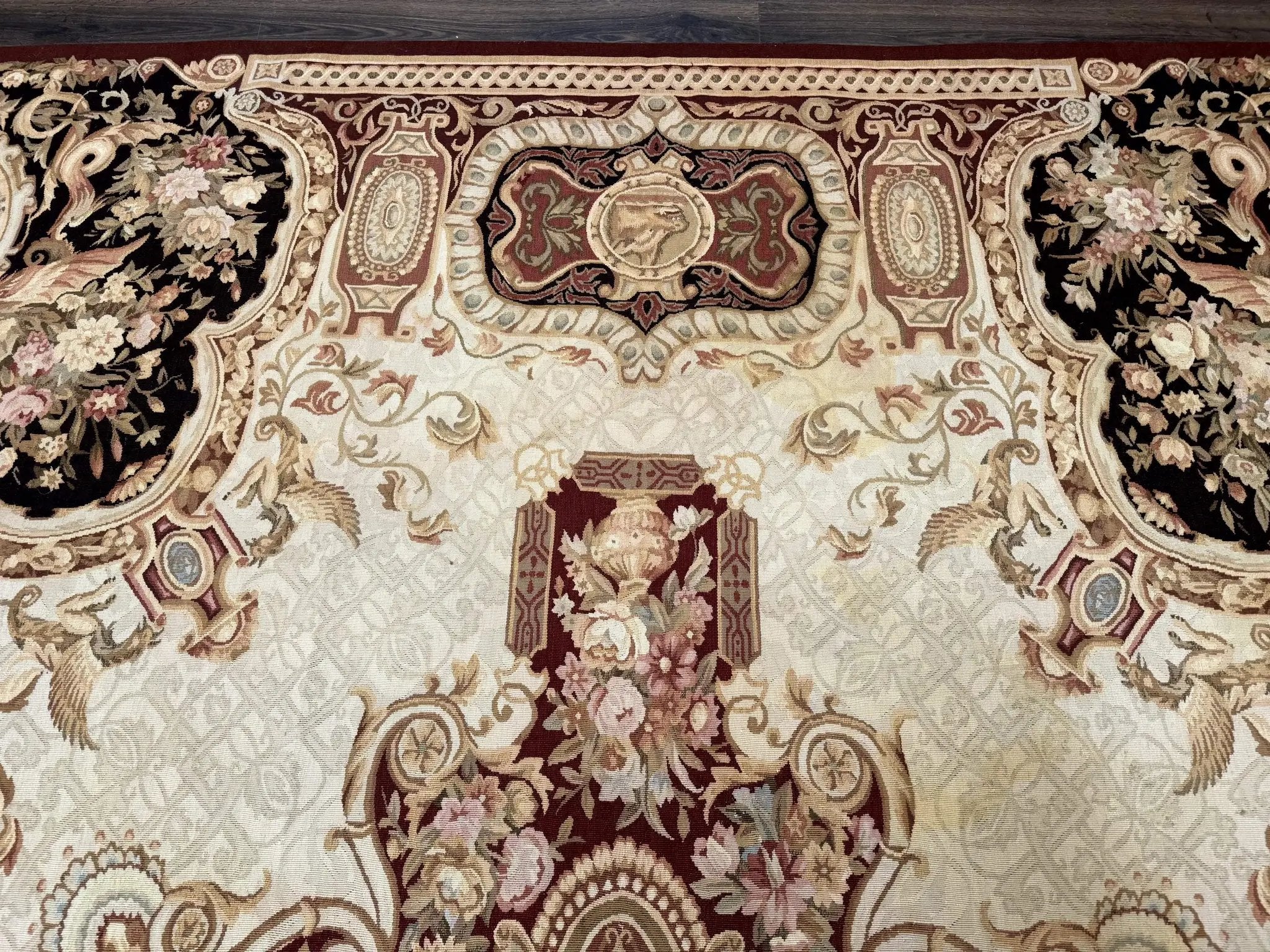 French Aubusson Rug 9x12 - European Design Flatweave Carpet by Jewel Rugs