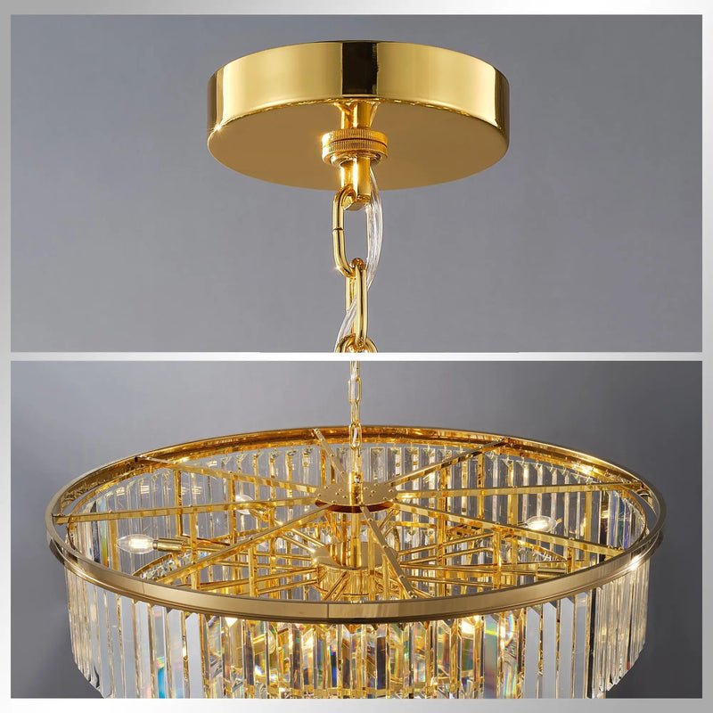 48-Inch Gold Tiered Crystal Tube Chandelier by HouseOfZazla