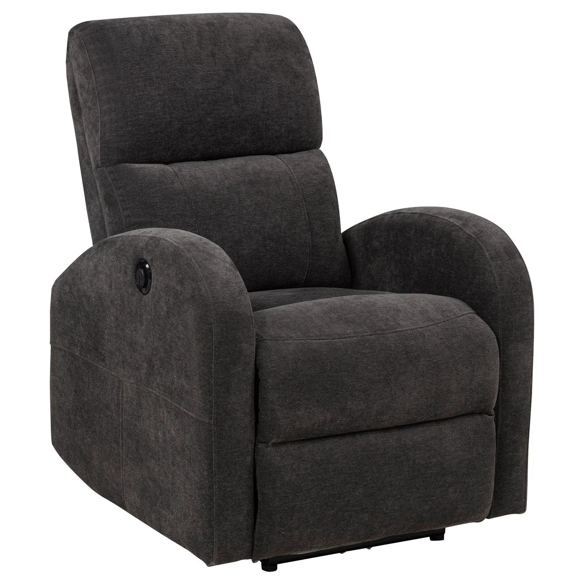 Grant Fabric Upholstered Power Recliner Chair Charcoal Grey by Unique Piece Furniture