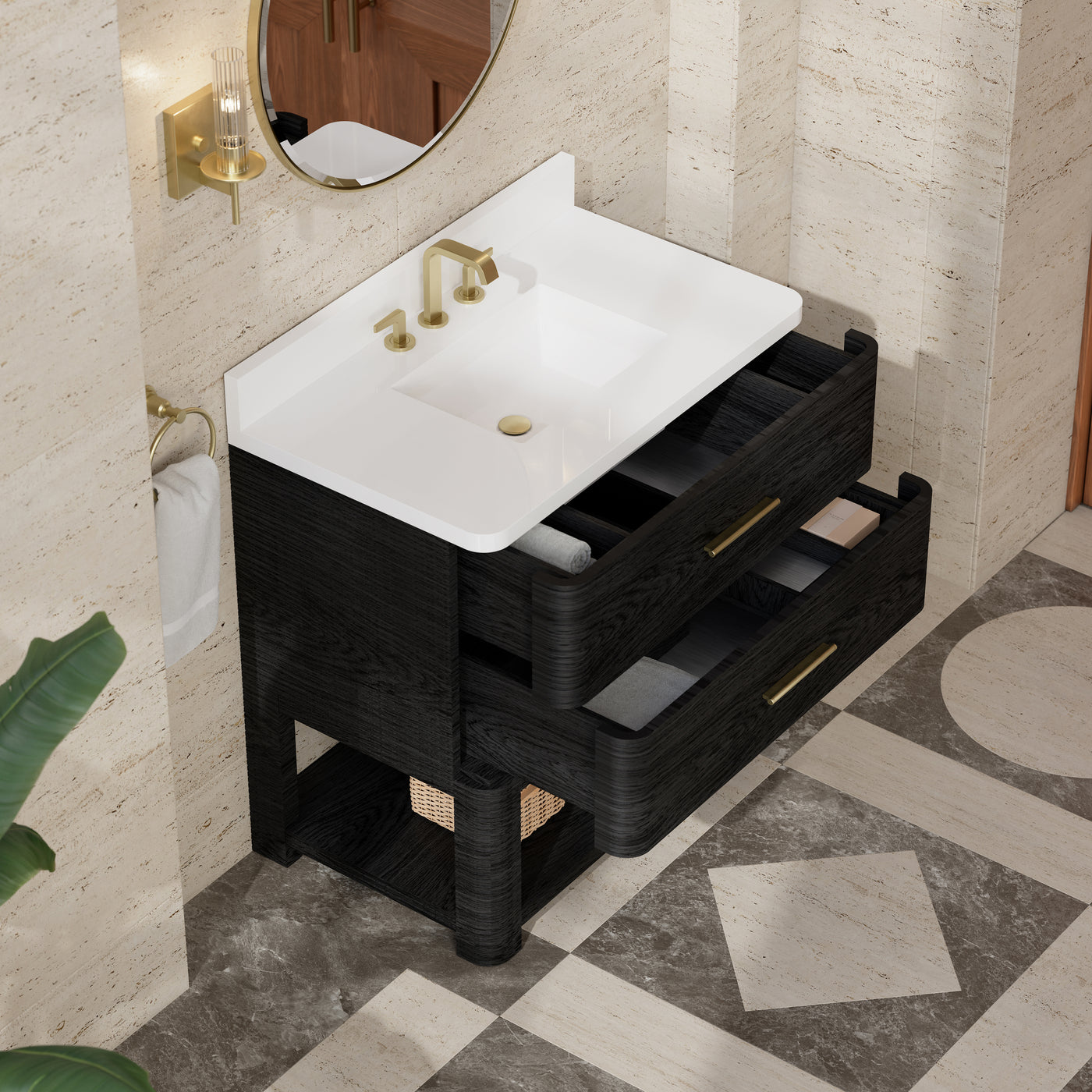 James Martin Lucian 36" Single Bathroom Vanity, Carbon Oak, view 38
