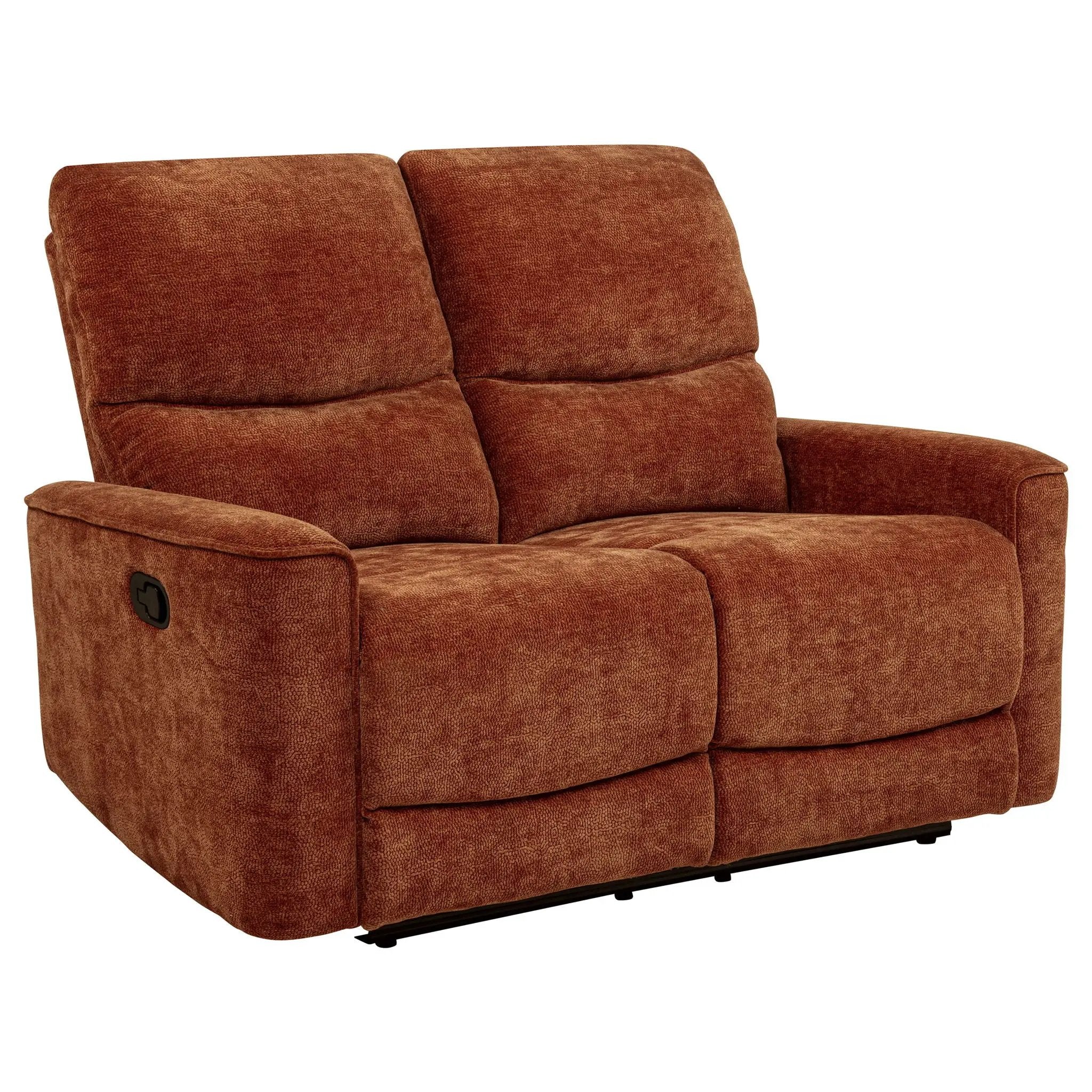Navarro Chenille Upholstered Reclining Loveseat Burnt Orange by Unique Piece Furniture