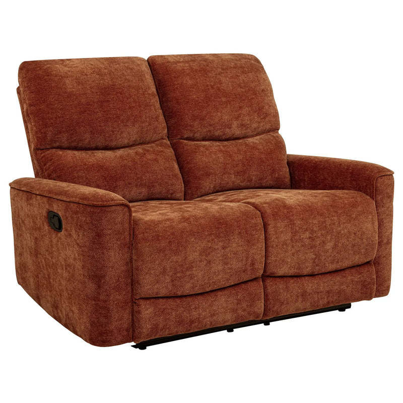 Navarro Chenille Upholstered Reclining Loveseat Burnt Orange by Unique Piece Furniture