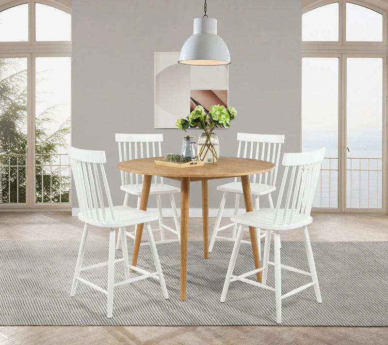 Andrews 5-piece Round Counter Dining Set Light Ash and White by Unique Piece Furniture