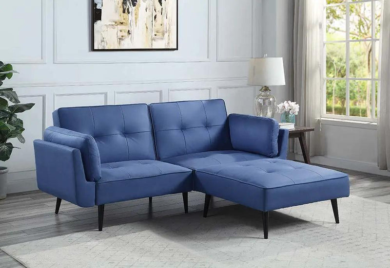 Nafisa - Adjustable Sofa & Ottoman - Blue Fabric by Unique Piece Furniture