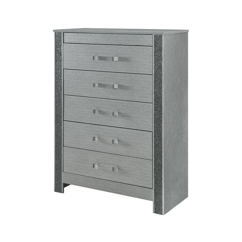 Lorenzo - Chest With Hidden Jewelry Compartment And Bar Handle - Silver by Unique Piece Furniture