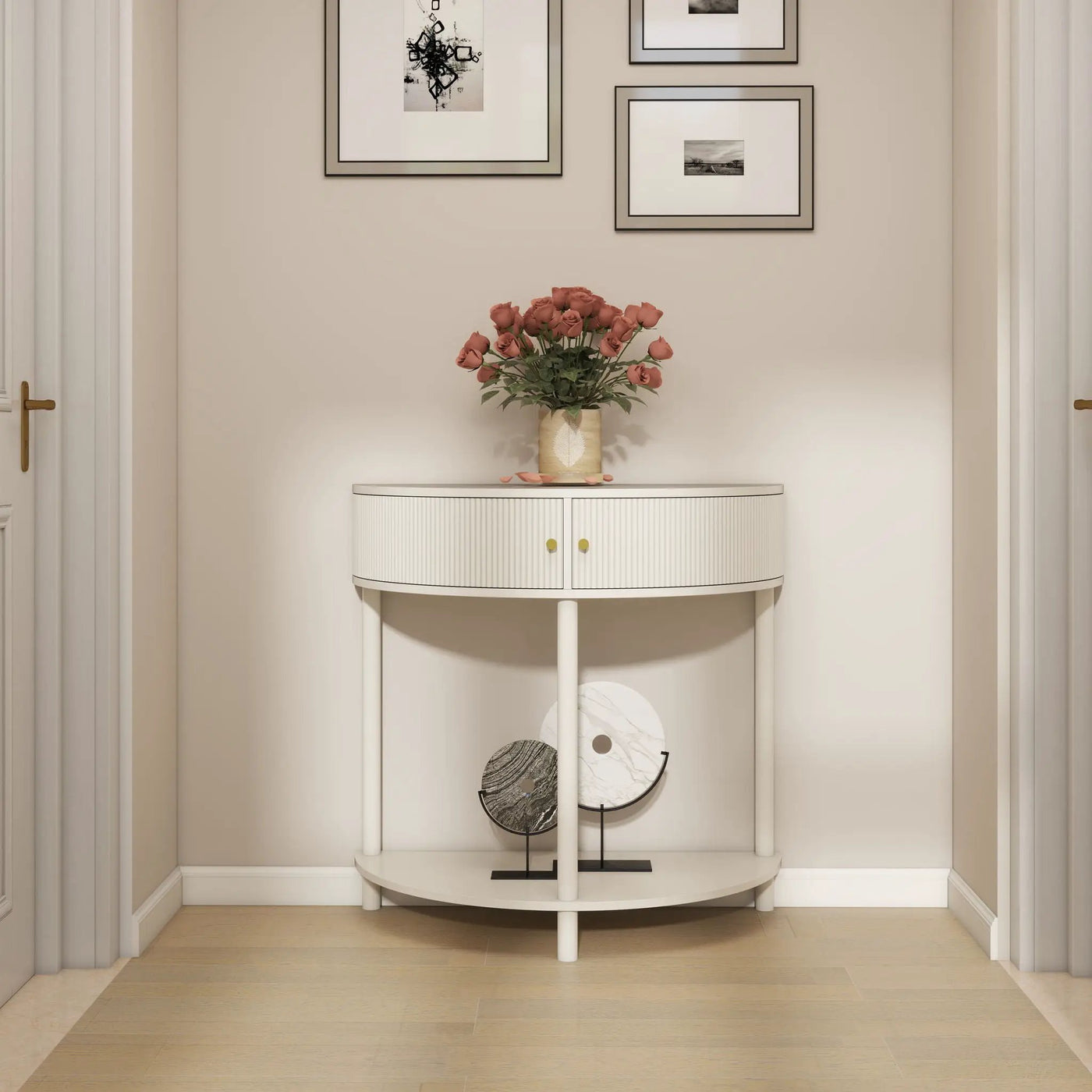 Demi Lune Console Table With 2 Storage Drawers by HouseOfZazla