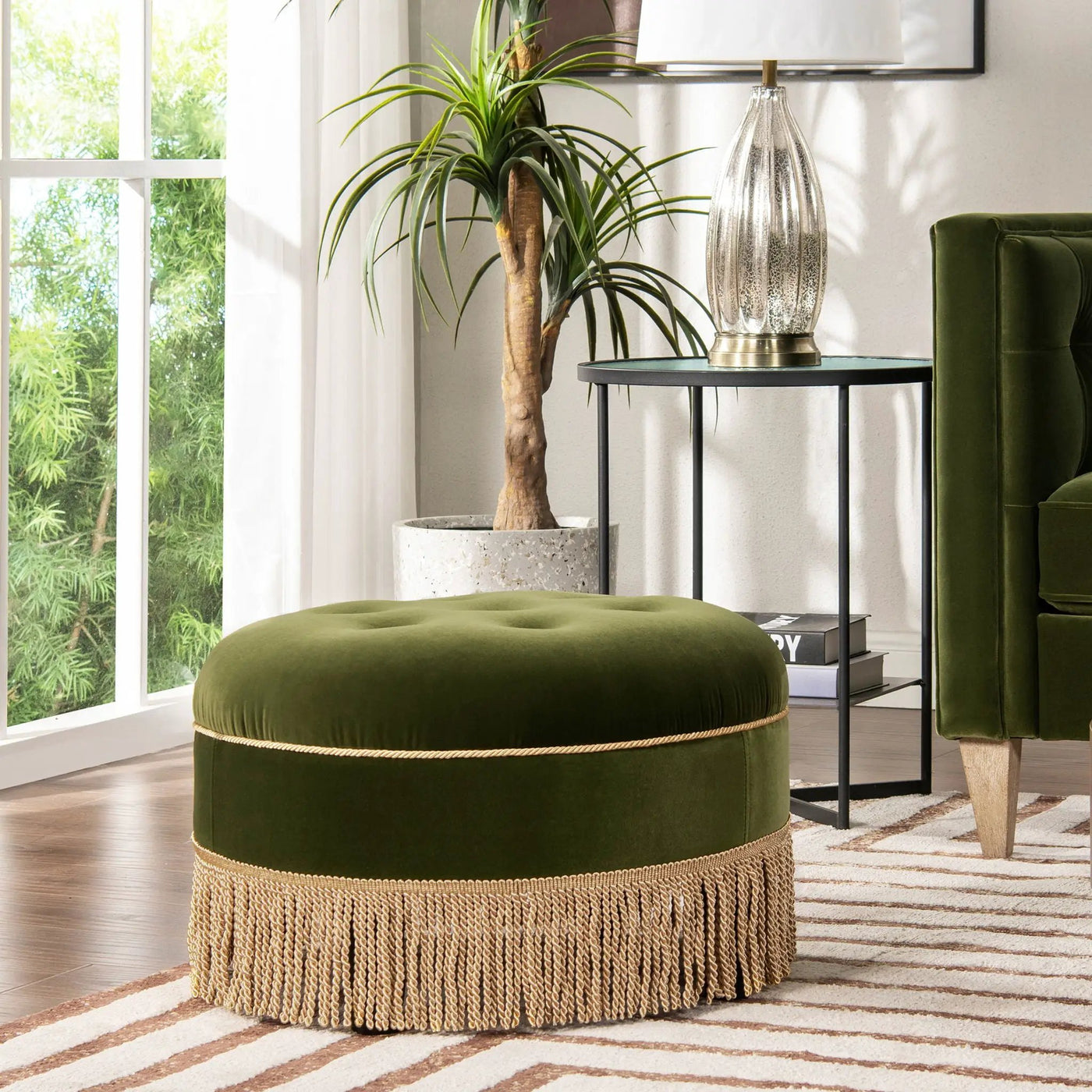 Yolanda - Round Upholstered Accent Ottoman by HouseOfZazla