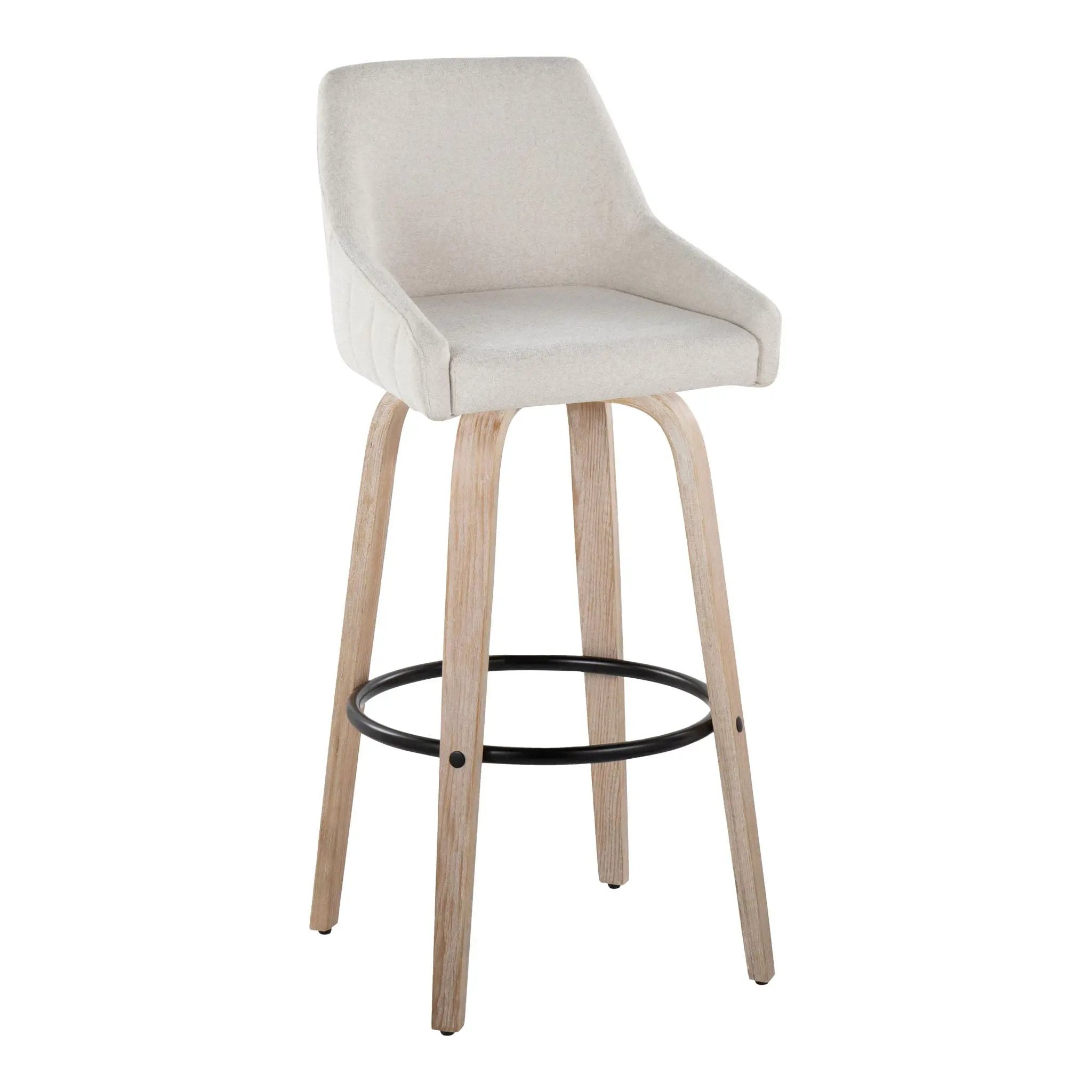 Hannah - Transitional Fixed Height Barstool With Swivel With Round Footrest (Set of 2) by Unique Piece Furniture