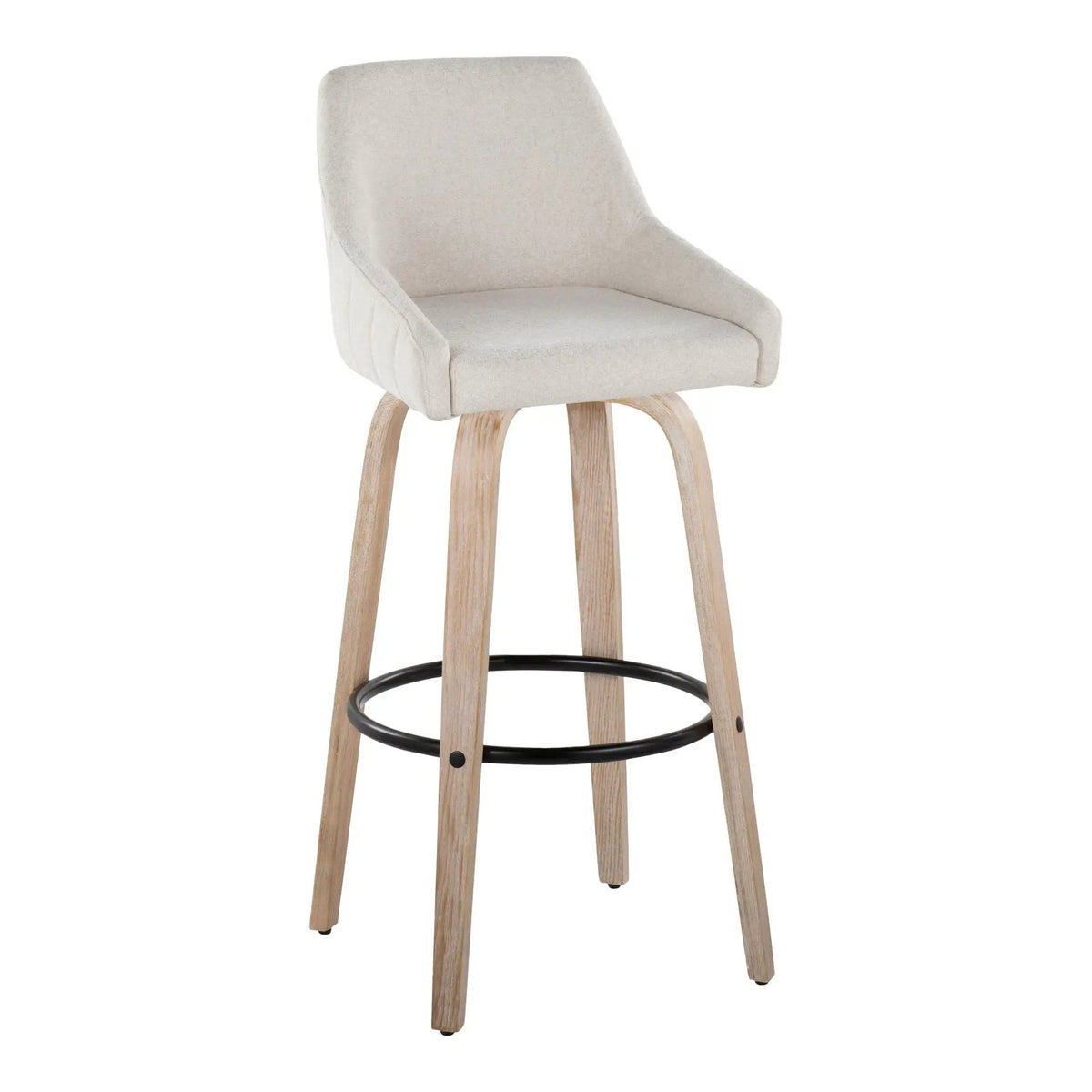 Hannah - Transitional Fixed Height Barstool With Swivel With Round Footrest (Set of 2) by HouseOfZazla