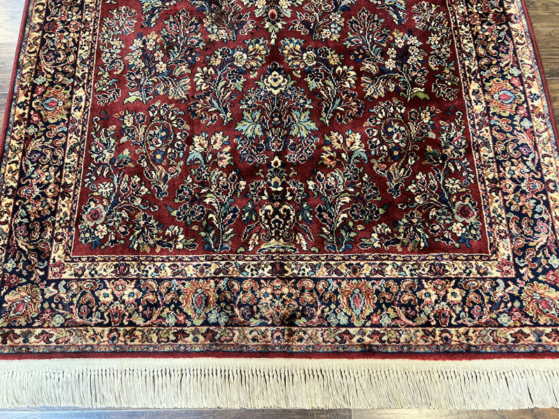 Karastan Rug 5.9 x 9 Red Sarouk #785, Wool Original 700 Series, Vintage by Jewel Rugs