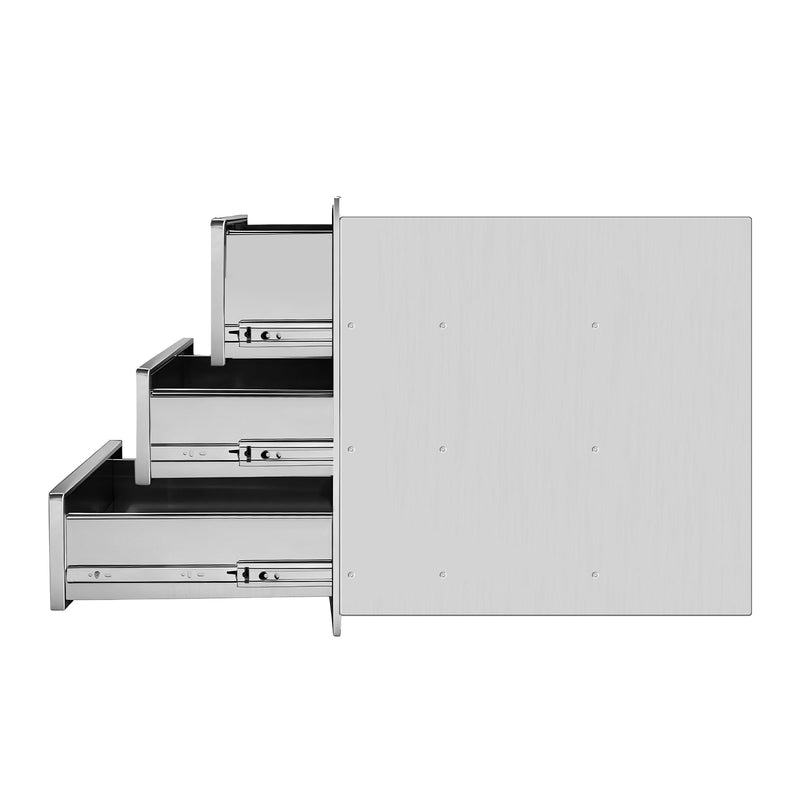 Outdoor Kitchen Drawers Stainless Steel, Flush Mount Triple Drawer,  18Wx23Hx23D with Stainless Steel Handle, BBQ Drawers for Outdoor Kitchens or BBQ Island, photo 6 of 10
