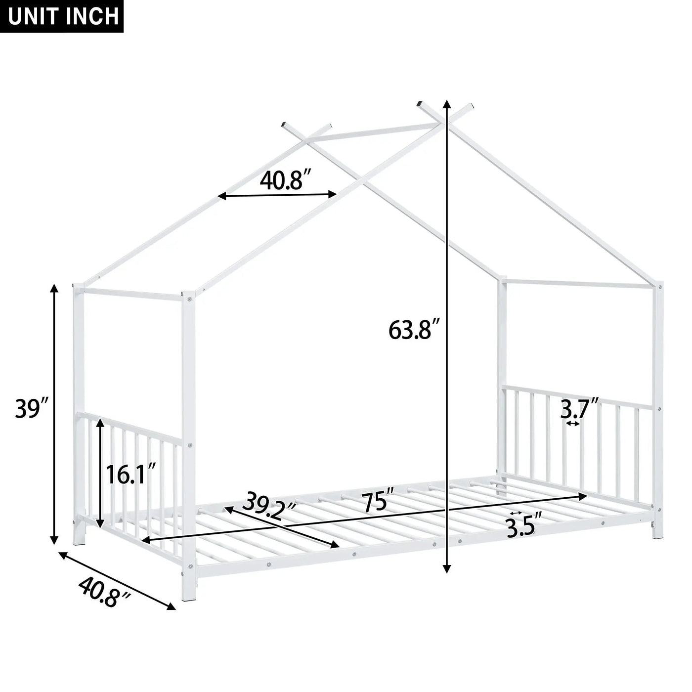 Metal House Platform Bed With Modern Design And Durable Frame by Unique Piece Furniture