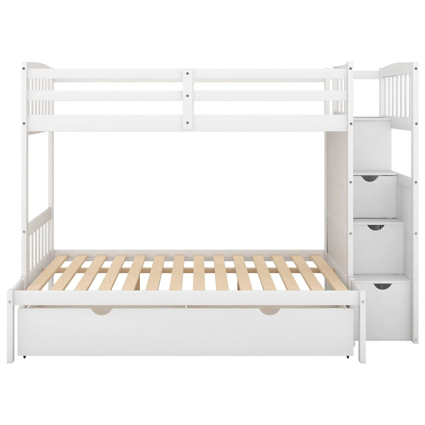 Bunk Bed, Convertible Bottom Bed, Storage Shelves And Drawers by HouseOfZazla