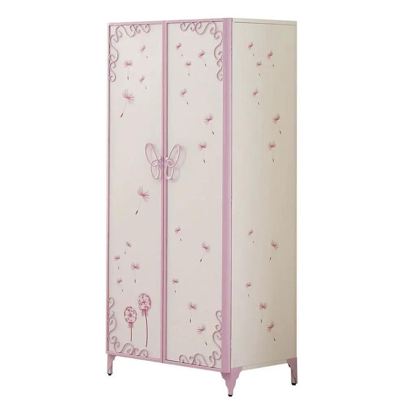 Priya II - Synthetic Leather Purple Wardrobe - Purple / White by Unique Piece Furniture