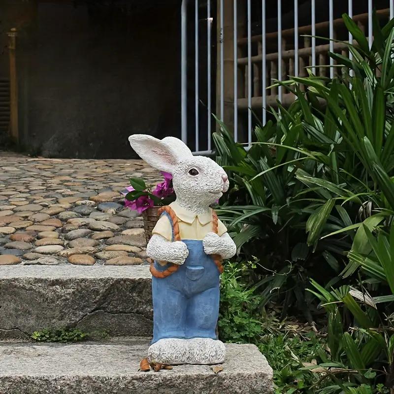 Simulated Couple Rabbit Statue Flower Pot Ornament by HouseOfZazla