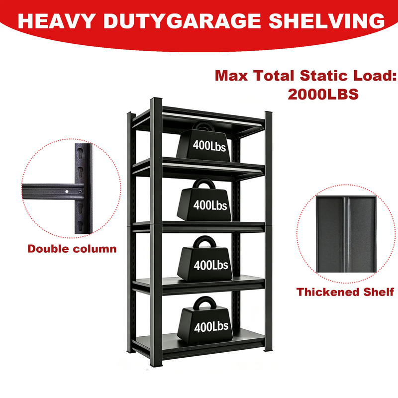 5-Tier Heavy Duty Metal Storage Shelving Unit by HouseOfZazla