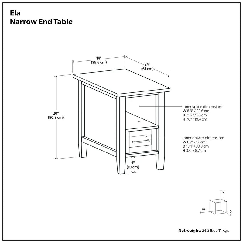 Ela - Narrow End Table - Brown by HouseOfZazla