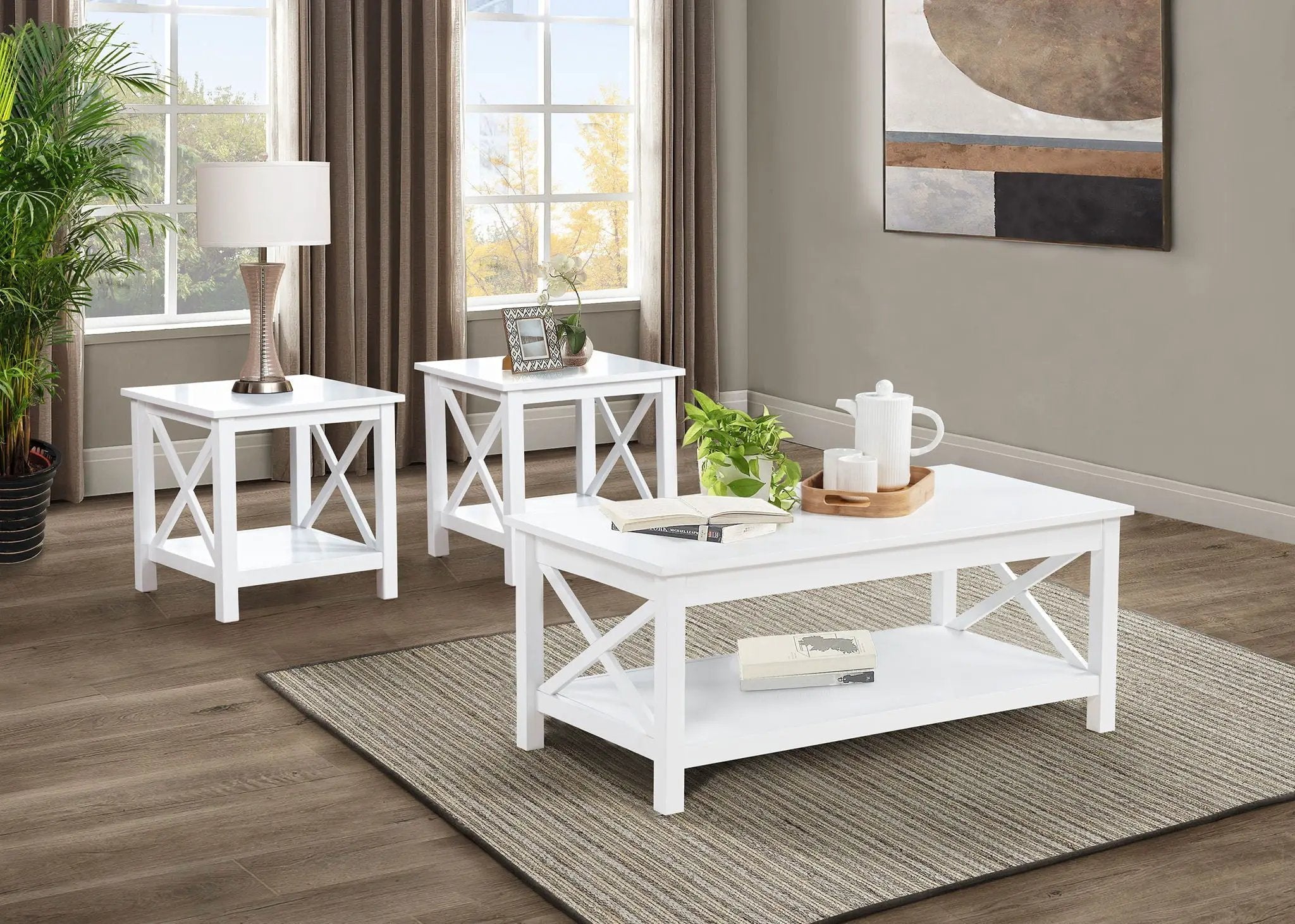 Skyview 3-piece Rectangular Lift Top Coffee Table Set White by Unique Piece Furniture