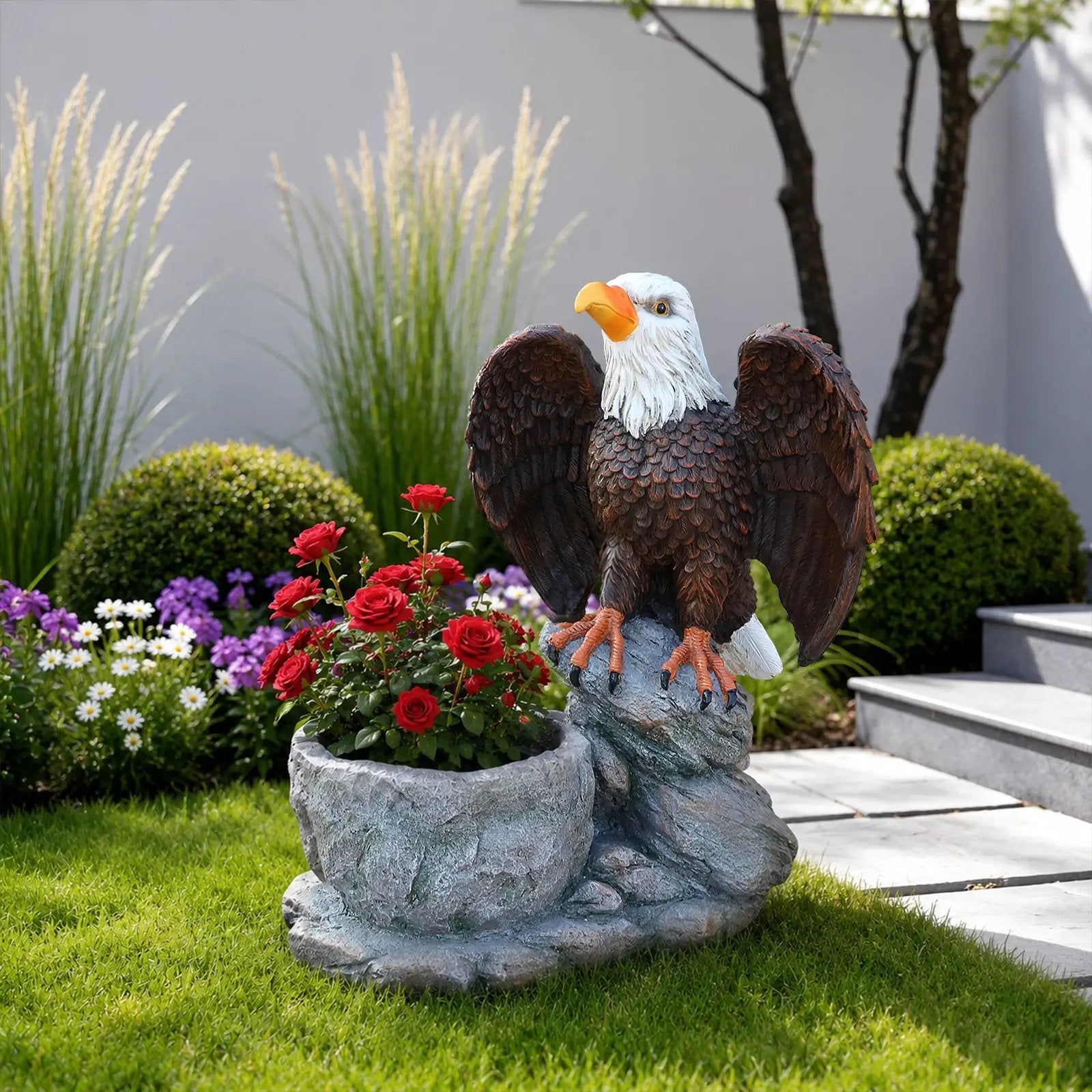 Standing Eagle Statue Garden Planter by HouseOfZazla