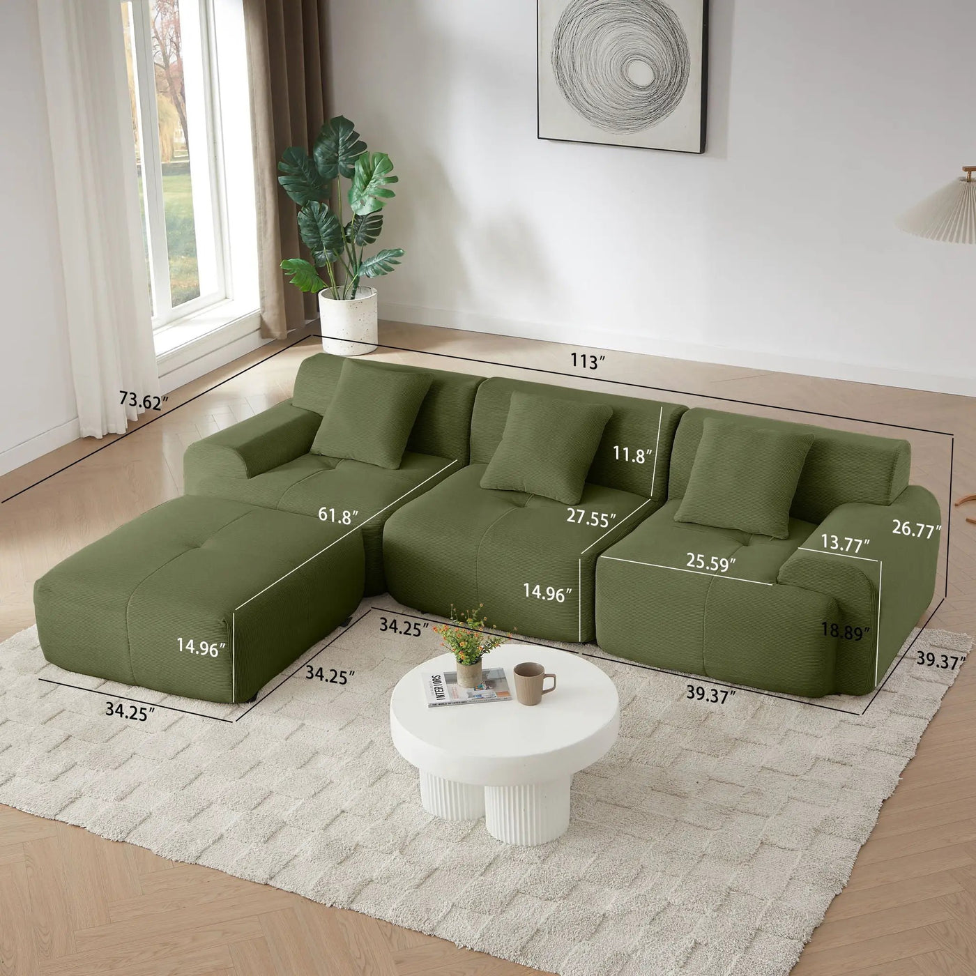 L Shaped Modular Sectional Sofa And Movable Ottoman by HouseOfZazla