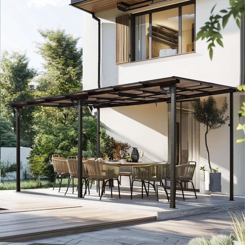 Wall Mounted Outdoor Pergola Gazebo, Heavy Duty Metal Awning With Roof by HouseOfZazla